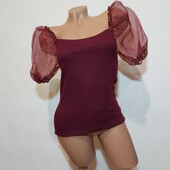 Футболка рубчик,пишний органза рукав