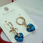 Шикарные серьги-висюльки с кристаллами Swarovski. Позолота 585 пробы.