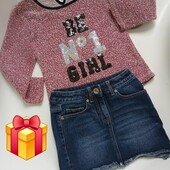 Комплект джинсоаая юбка новая и свитшот в идеале