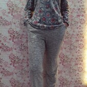 Тепла Піжама або костюм для дому, плотний трикотаж,100%котон , Узбекистан.р.48-52 Якість!!!