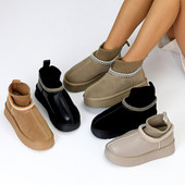 Низькі уггі автоледі з текстильним манжетом Код 23402