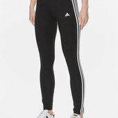 Спортивні трикотажні лосіни/легінси з ломпасами adidas loungewear essentials 3-stripes, чорні М