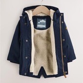 Дитяча демісезонна куртка на хутрі next на хлопчика, темно-синя 7-8р