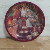 Різдвяна таця з санта-клаусом і дітьми. 25,5 см