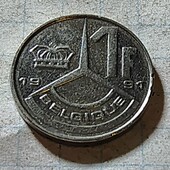 Монета Бельгії 1 франк 1991