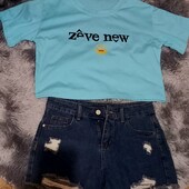 Шорти + топ/футболка в лоті, р. S/M, заміри.