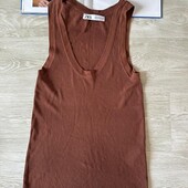 Майка в рубчик шоколадного цвета