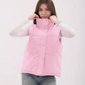Рожева дута тепла жилетка