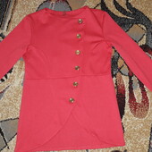 Коралловый кардиган-пиджак с 6 асимметричных пуговицах сбоку L