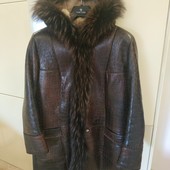 Батал! Теплая зимняя кожаная дубленка на овчине на наши 48-50-52р
