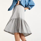 летняя серая юбка миди pull&bear xs - s
