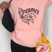 Тепле жіноче худі з капюшоном і принтом, розмір-XL - 2XL