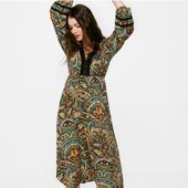 Плюс сайз прінтована віскозна сукня с мереживом