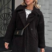Чорна єко каракуль хутро шубка пальто