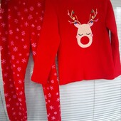 Тепла плюшева новорічна піжамка на 9-10 років
