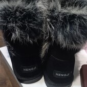 Натуральний замш! Стильні зимові уггі з опушкою кролика натуральна• Натуральний замш