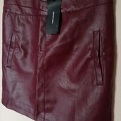 Спідниця зі штучної шкіри в кольорі марсала р. М