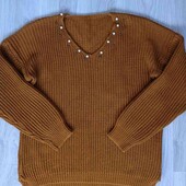 вязаный свитерок модель оверсайз цвет терракотовый размер евро 38/40