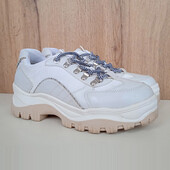 Зручні жіночі кросівки, масивні кеди на товстій підошві, білі з сірим, літо демі, р. 39