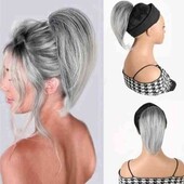 Шиньйон на крабі Global пальмочка Black Mix Gray 25 см.