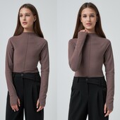 Тепленький сучасний якісний Лонгслів, колір кава, р.164, якість вища!