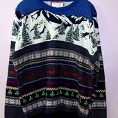 Мужской новогодний рождественский свитер в отличном состоянии