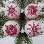 Набір вишитих новорічних іграшок
