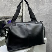 Жіноча сумка шопер чорна з логотипом ЛВ велика дорожна