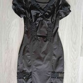 De Lizza нарядное платье футляр цвет черный вышито бисером размер евро 34/36