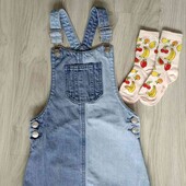F&F брендовый стильный джинсовый сарафан + носочки в подарок!!! на рост 116 см