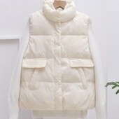 Стильний теплий жилет в молочному кольорі L