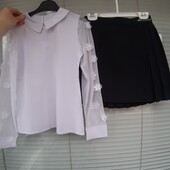 Чудовий шкільний наборчик спідничка+ блузочка на 9-10 років