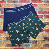 Арт.712 труси боксери чоловічі 2шт happy shorts розмір М.