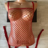 Сексуальный красный комбинезон сетка