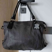 C&A брендовая стильная вместительная кожаная сумка цвет серый 