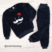 Тепла махрова піжамка для хлопчиків синя