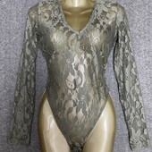 Гарний кружевний боді з рукавами