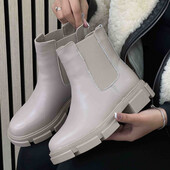 Зима! Натуральная Кожа+натур мех! серо-беж челси 36-41р