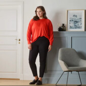 ♕ Блуза-сорочка з воланами, оранжево-червона від Tchibo, розмір наш 54-56(48/50 євро)