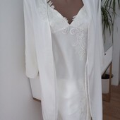 Komilfo розкішний набір пеньюар + халат з мереживом 100% silksatin S розмір
