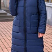 Шикарнейшее зимнее пальто 56/58р. цвет темно-синий