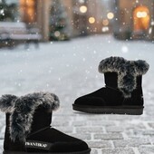 Натуральні підліткові - дитячі ! Стильні зимові чобітки уггі з хутряною опушкою • Натуральний замш