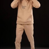 Мужской спортивный костюм двойка трехнитка на флисе с капюшоном.