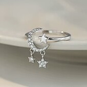 Срібна каблучка місяць та зіроньки 925