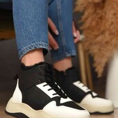 Жіночі зимові кросівки Loretta К960-1, біло-чорні, розмір 36, водонепроникні, з меховою підкладкою