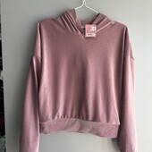 597. Кофта велюр в рубчик з капюшоном XS