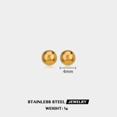 Сережки Stainless steel нержавіюча сталь позолота 4мм