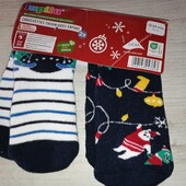 Набір 2шт Новорічні махрові дитячі шкарпетки Lupilu. 2-4р