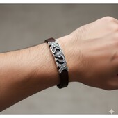 Стильний чоловічий шкіряний браслет 22см