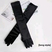 Рукавичкі довгі, високі атласні, чорні, вечірні, готичні